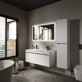 Подвесная тумба под двойную раковину Sancos Smart SM120-2W 120см белый глянец